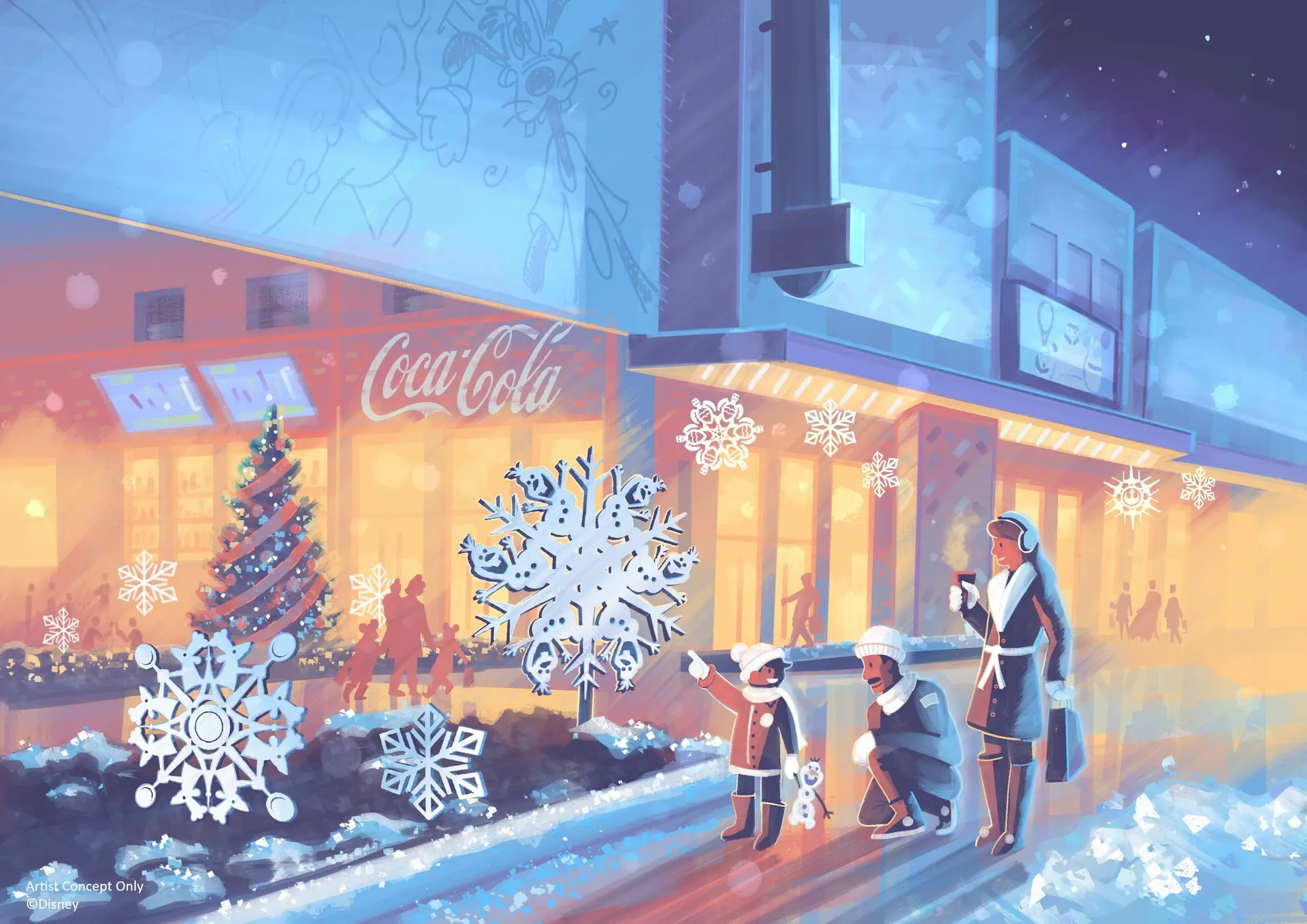 De nieuwe kerstversiering in Disney Village